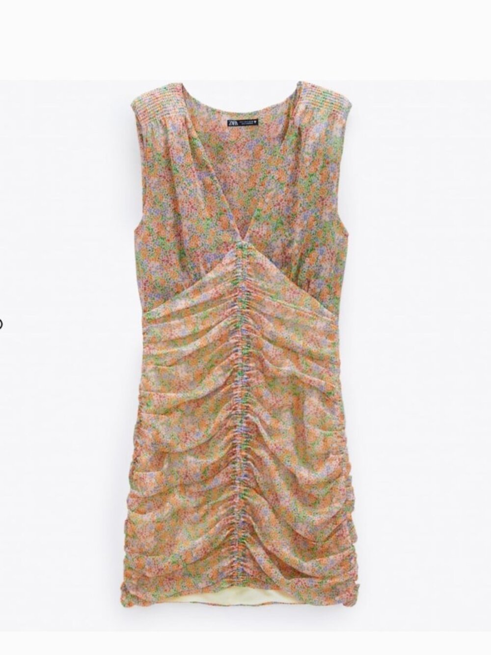 Zara Yellow Floral Dress with shoulder pads size M